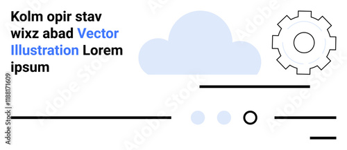 Wallpaper Mural Cloud icon, gear symbol, lorem ipsum text, horizontal lines, circles. Ideal for tech design, web development, cloud computing, engineering, creative projects, marketing strategies, landing page Torontodigital.ca