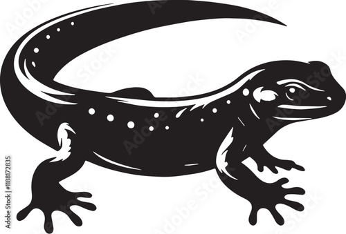 Newt Silhouette line art vector illustration on white background