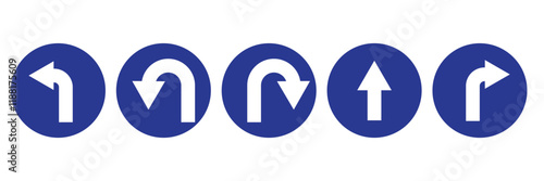 Print u turn arrow icon linear graphics set vector in black