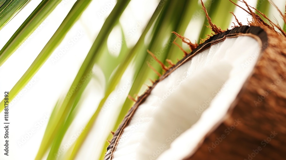 Tropical Delight: A Close-Up of a Fresh Coconut Tropical Delight: A Close-Up of a Fresh Coconut