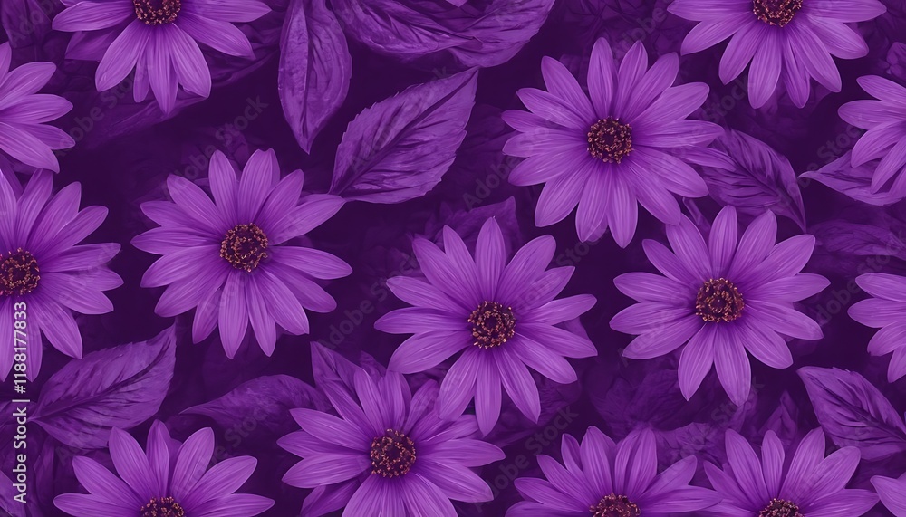 Obraz premium seamless flower pattern on Purple,flower, ornament, wallpaper, art, vintage, beauty, design, floral, nature, pattern, 78