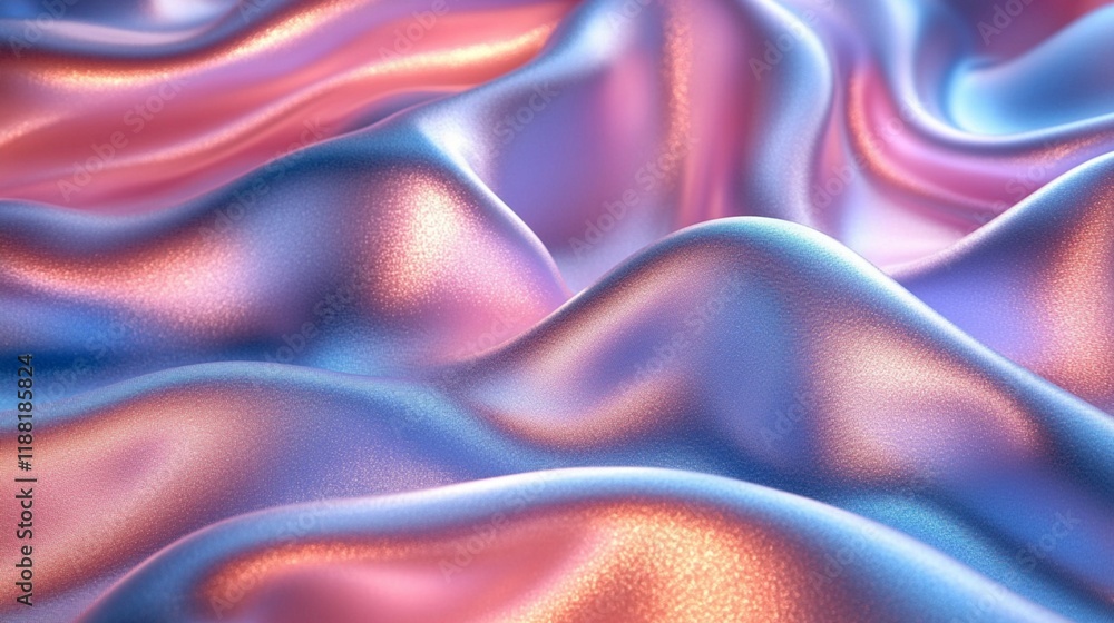 Obraz premium Pastel Blue and Pink Satin Textures with Holographic Effect