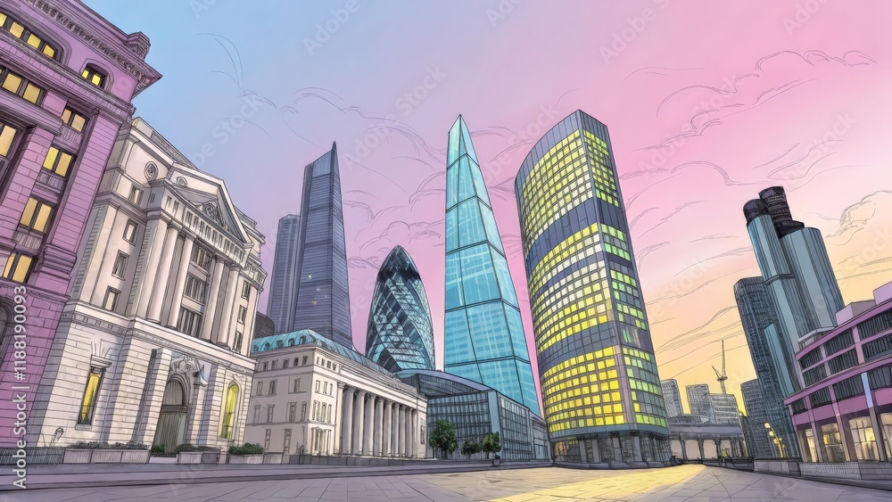 Obraz premium downtown city skyline