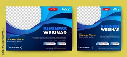 Marketing Strategies live webinar banner invitation and social media post template. Business webinar invitation design