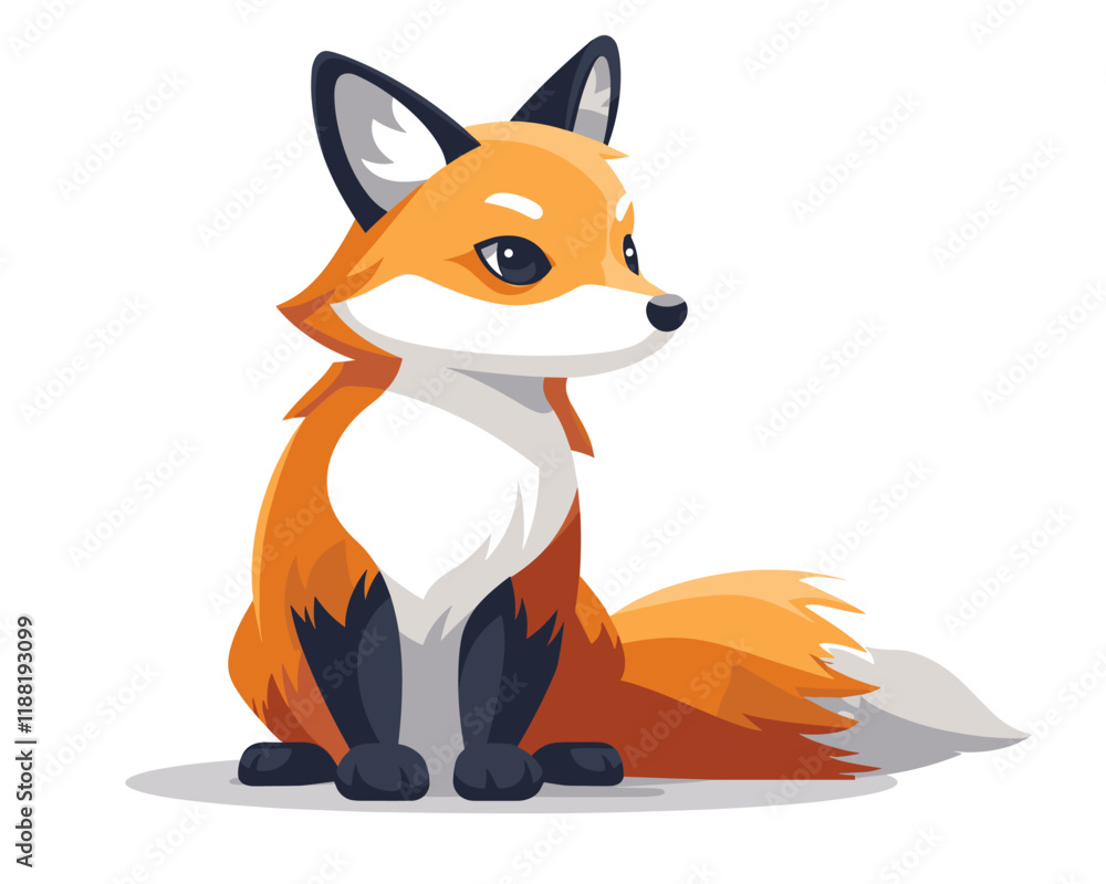 Obraz premium Cute red fox. Vector illustration of a cartoon character