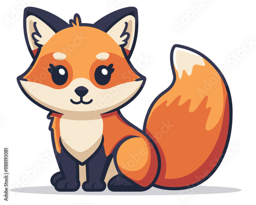 Cute cartoon fox. Vector illustration of a cute little fox photo