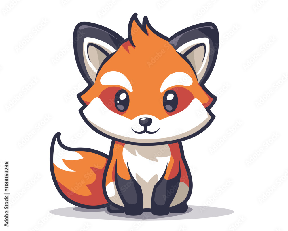 Cute red fox. Vector illustration of a cartoon character Cute red fox. Vector illustration of a cartoon character