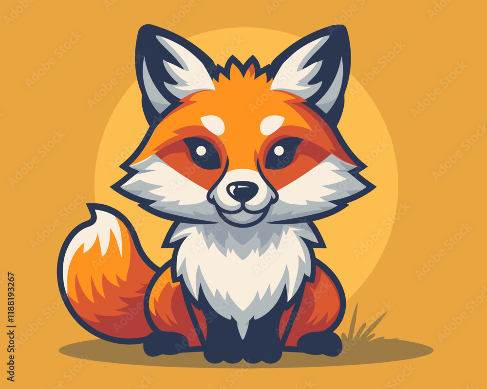 Obraz premium Cute red fox. Vector illustration of a cartoon character