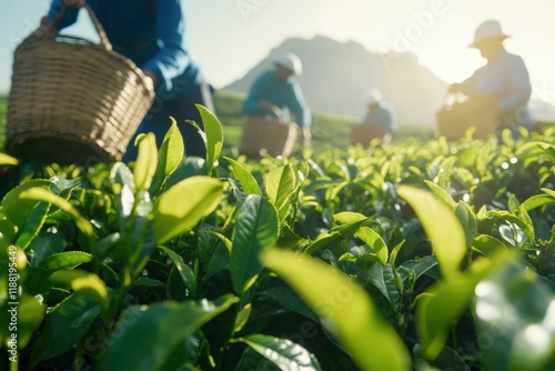 Wallpaper Mural tea pickers amidst lush green tea bushes in a terraced plantation Torontodigital.ca