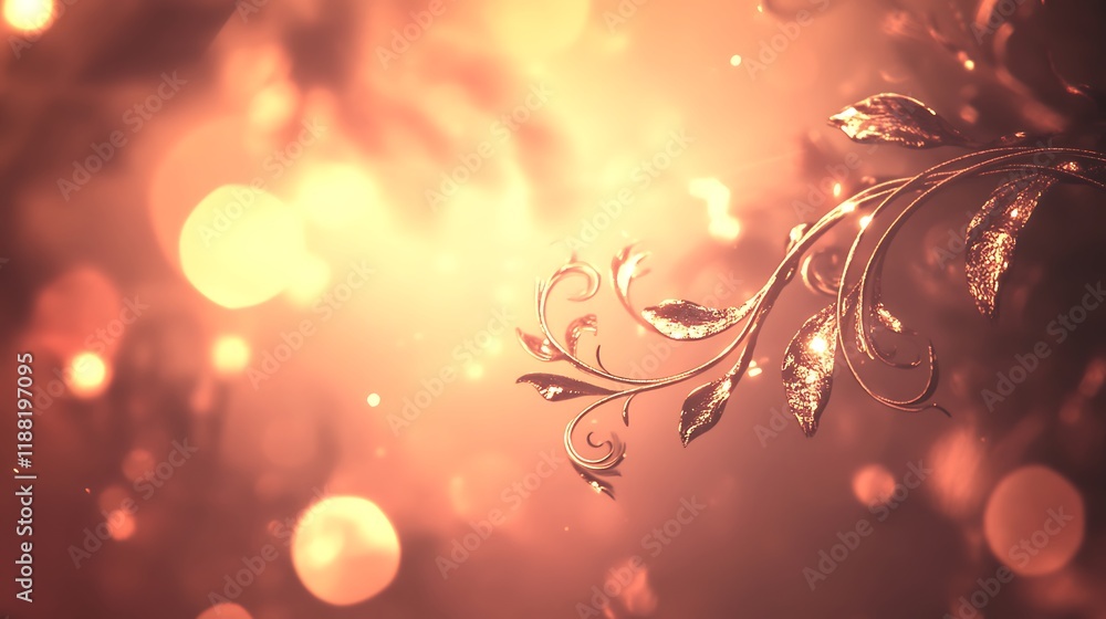 Golden Floral Design Against A Soft Orange Background Golden Floral Design Against A Soft Orange Background