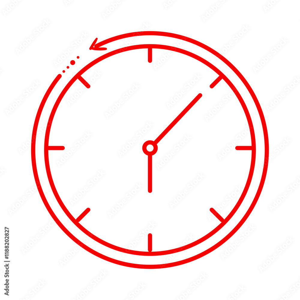 Red clock icon isolated on transparent background Red clock icon isolated on transparent background