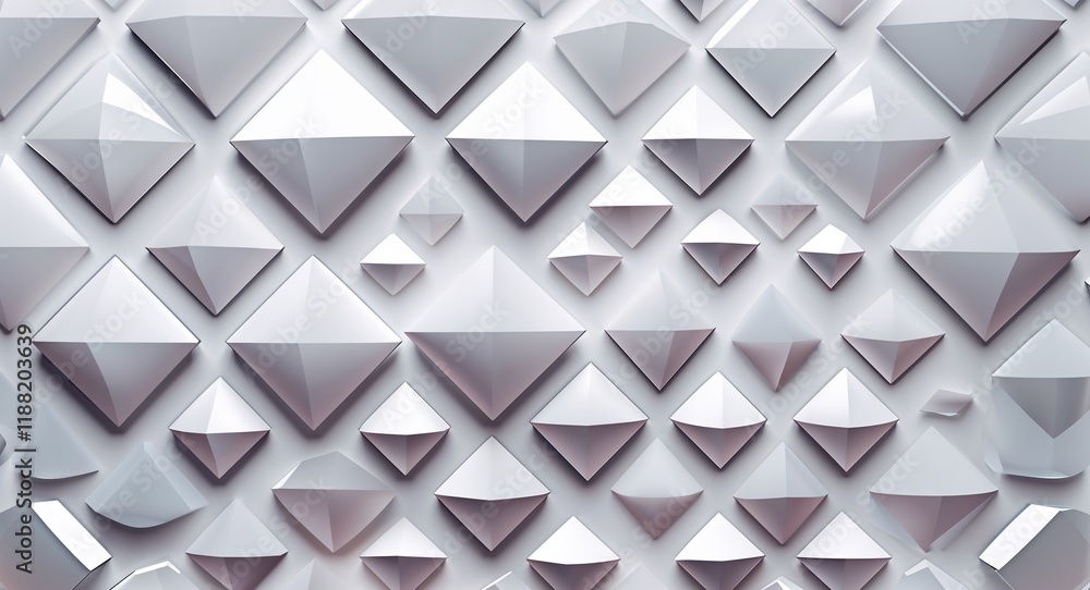 Obraz premium Diamond shapes in varying sizes filled with soft gradients of white in white pattern background
