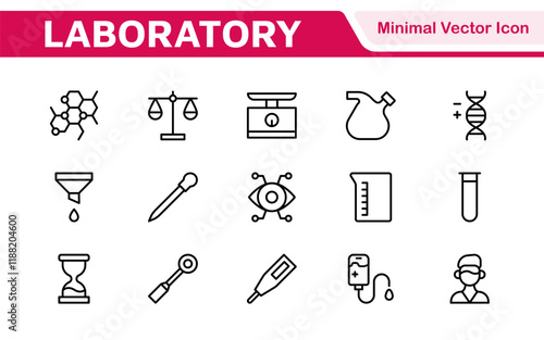 Laboratory Icon Set. A meticulously designed collection of icons for scientific research, experimentation, and research presentations to convey professionalism and innovation.