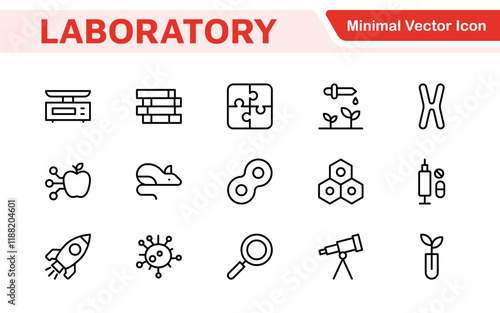 Laboratory Icon Set. A meticulously designed collection of icons for scientific research, experimentation, and research presentations to convey professionalism and innovation.