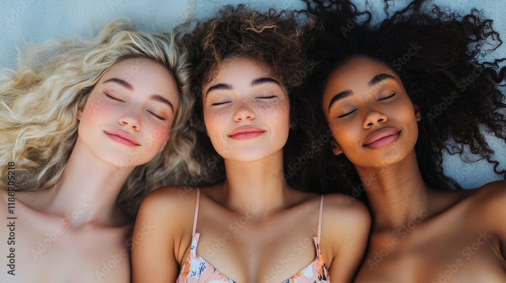 Beautiful women sunbathing on vacation at the beach Beautiful women sunbathing on vacation at the beach