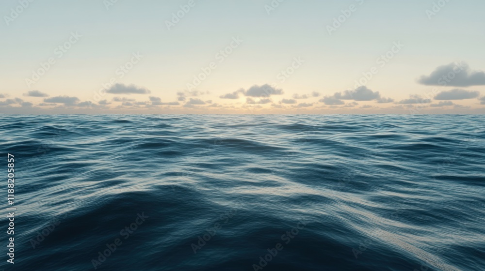 Obraz premium Serene Ocean Waves Under a Cloudy Sunset Sky