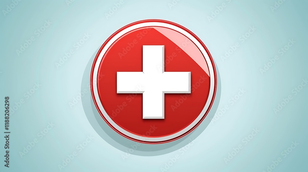 Red Circle White Cross Medical Symbol Icon Red Circle White Cross Medical Symbol Icon