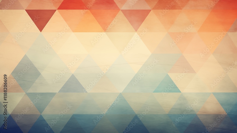 Obraz premium Geometric pattern with triangles and circles, soft natural light, light background with space on the right side of the frame,generative ai illustration