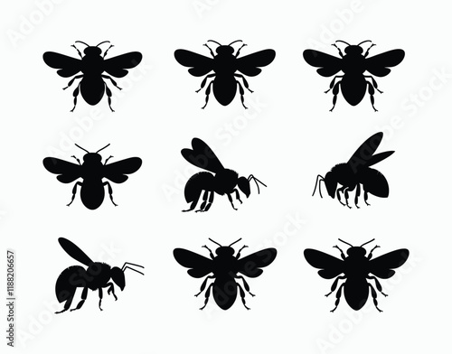 Creative Bee Silhouette Collection Vector Template