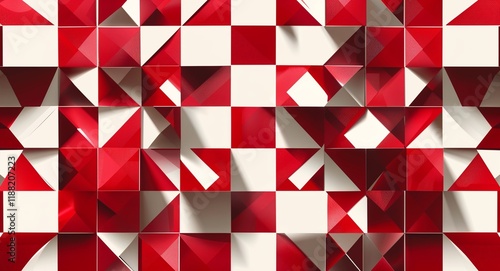 Red and white squares arranged in a checkerboard pattern creating a classic design in red pattern background