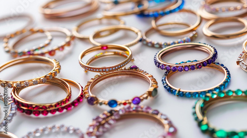 colorful bangles on a white background