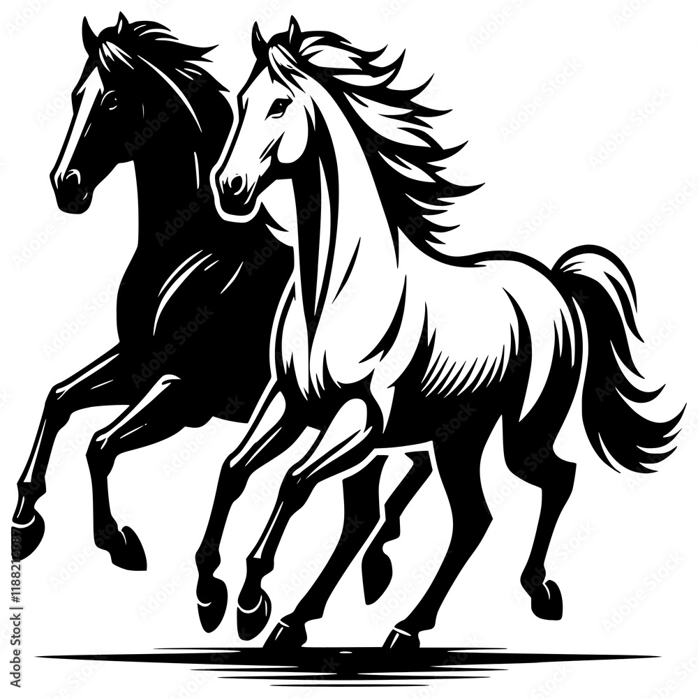 Obraz premium Two horses galloping