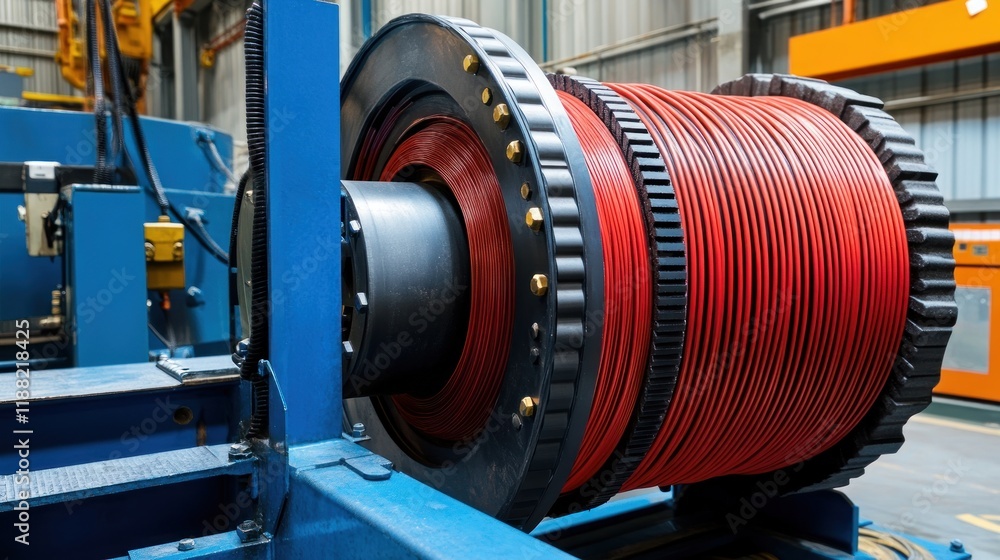 Industrial Copper Wire Reel in Factory Setting Industrial Copper Wire Reel in Factory Setting