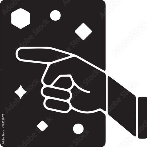 An illustration of an icon of a hand entering a virtual space silhouette