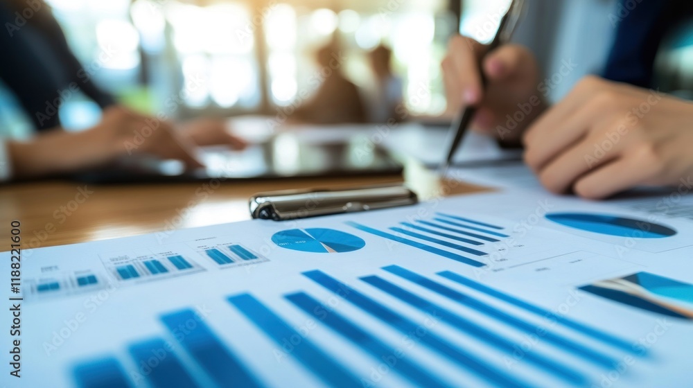 Businesspeople analyzing financial charts and graphs data Businesspeople analyzing financial charts and graphs data