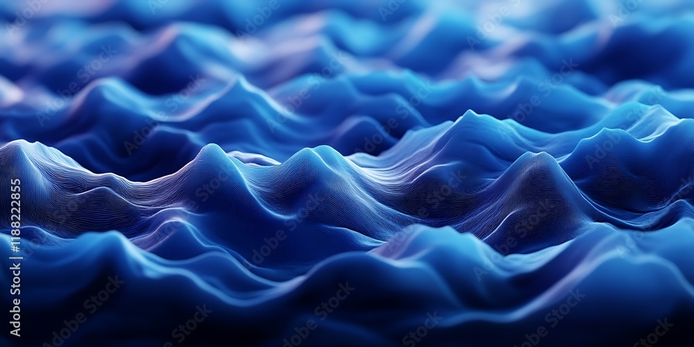 Obraz premium Abstract blue wave landscape, digital art background