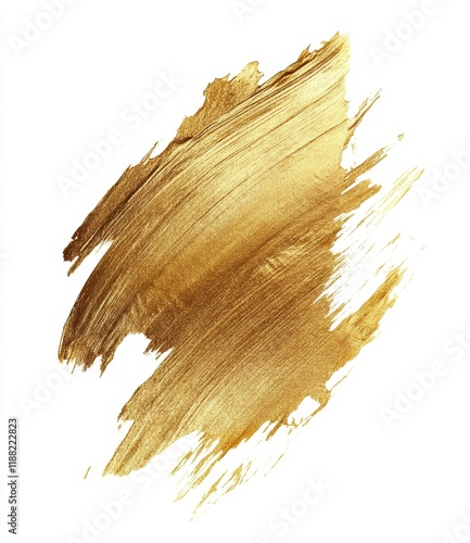 Abstract gold paint stroke texture on white background. (2)