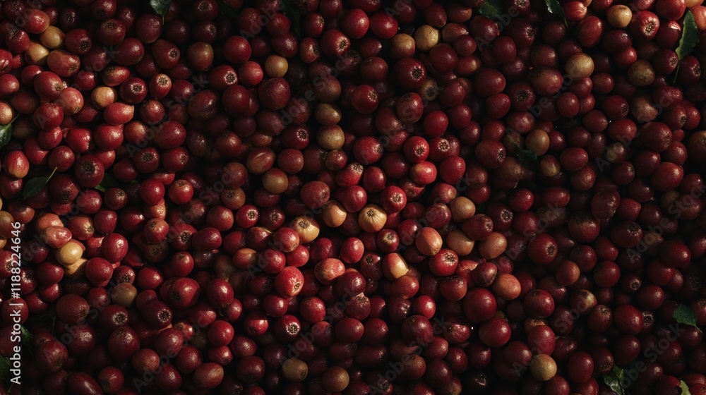 A Close-Up View of Abundant Red Coffee Cherries A Close-Up View of Abundant Red Coffee Cherries