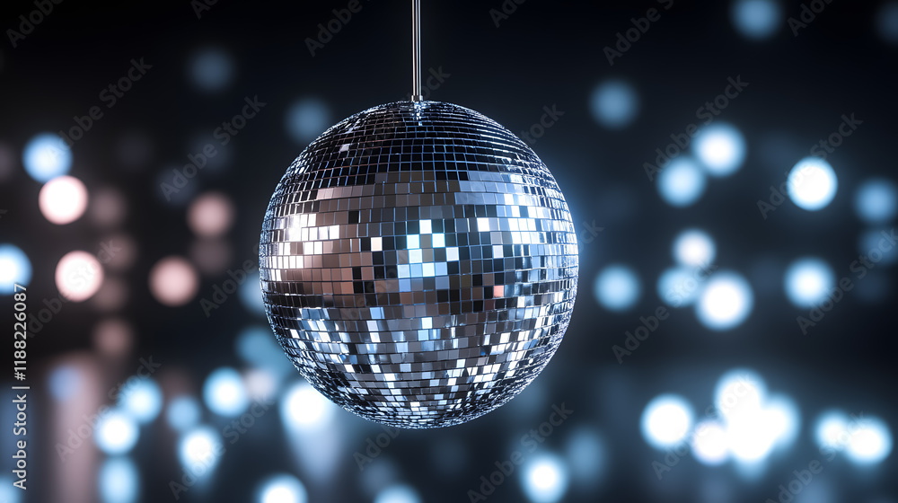 Obraz premium Isolated silver disco ball lighting in a nightclub