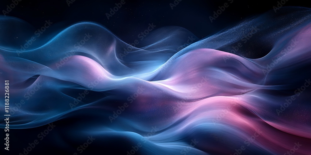 Obraz premium Abstract blue pink waves, dark background, digital art, website design