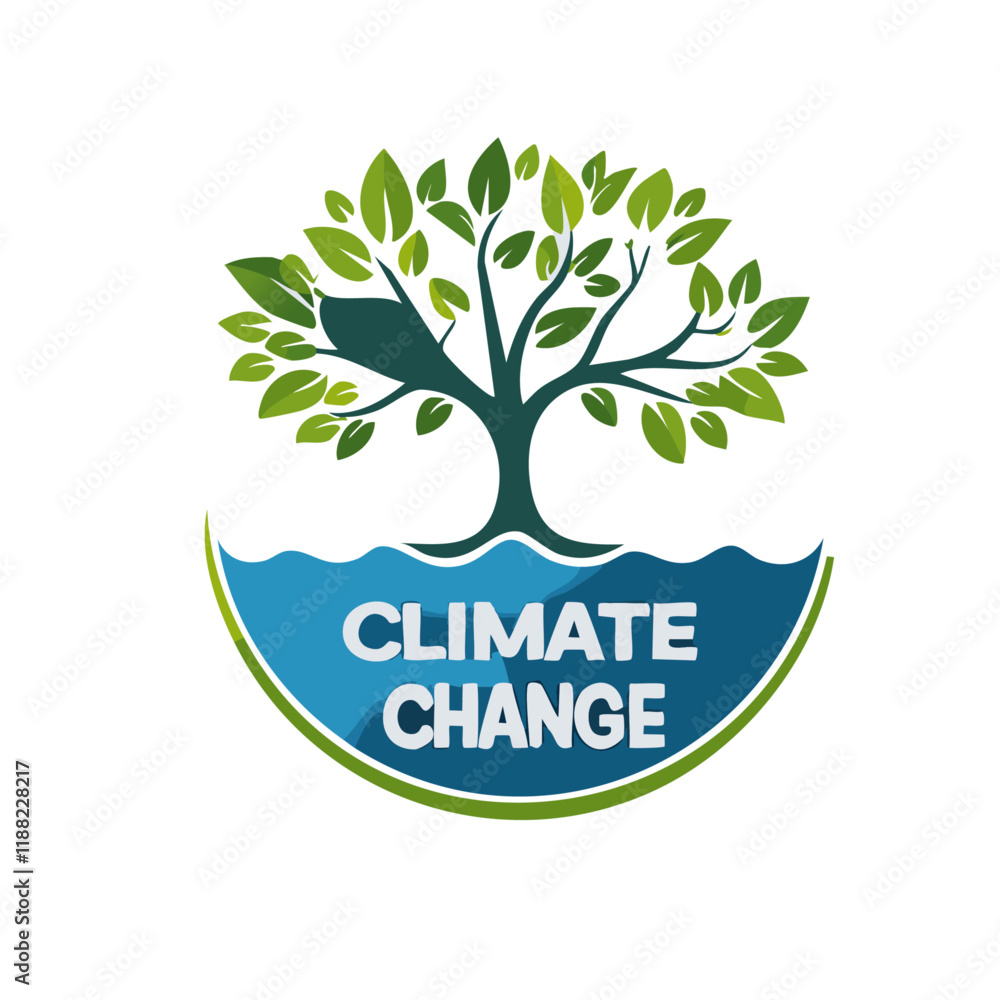eco label tree climate change icon vector design