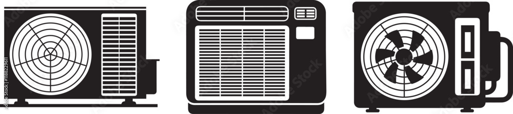 Air Conditioner ac bundle Silhouette Vector Air Conditioner ac bundle Silhouette Vector