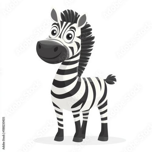 Adorable cartoon zebra, standing, smiling. photo