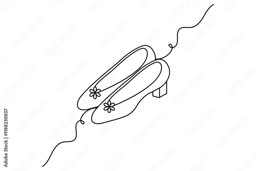 Obraz premium Shoe continuous one line drawing on white background 