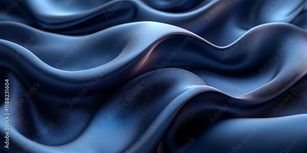 Obraz premium Blue fabric waves, elegant texture, background design