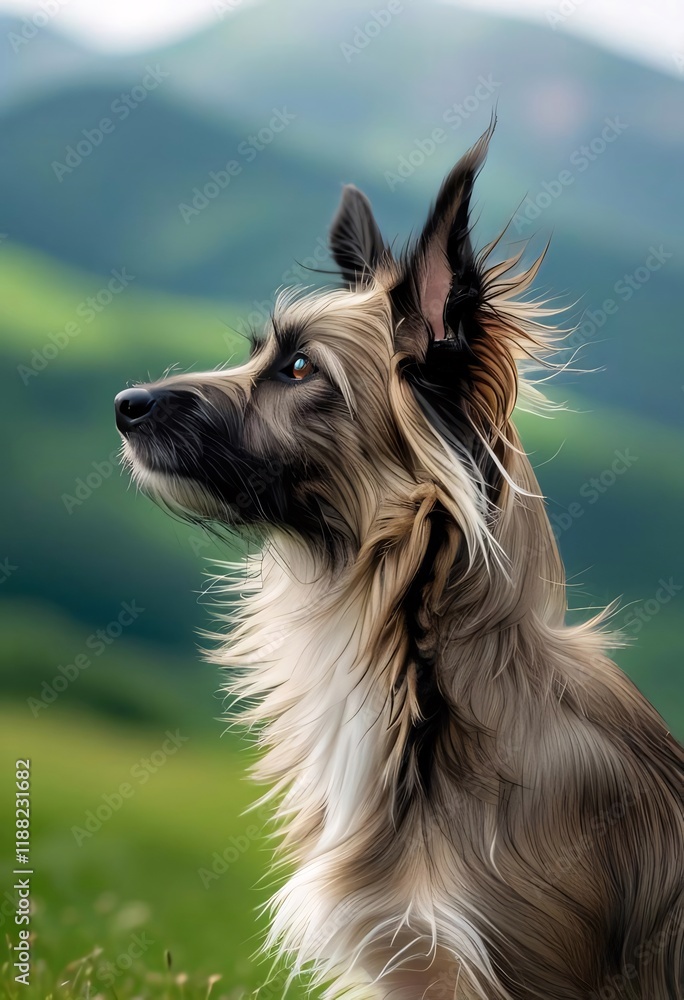 Mountain dog portrait, hillside, summer. Mountain dog portrait, hillside, summer.