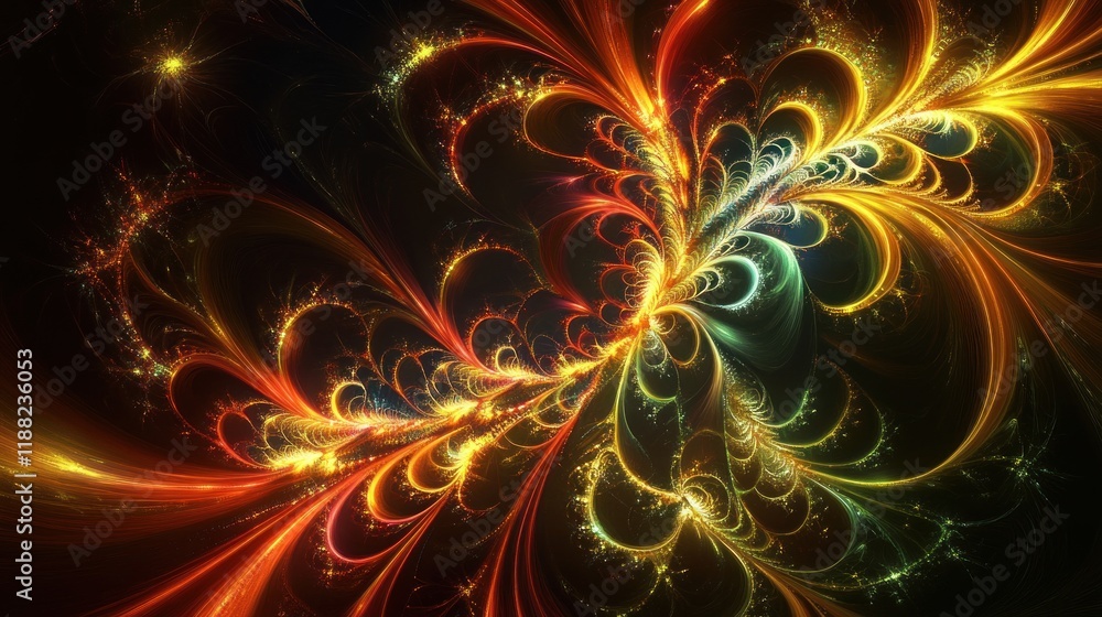 Abstract fiery fractal artwork with swirling golden and orange patterns Abstract fiery fractal artwork with swirling golden and orange patterns
