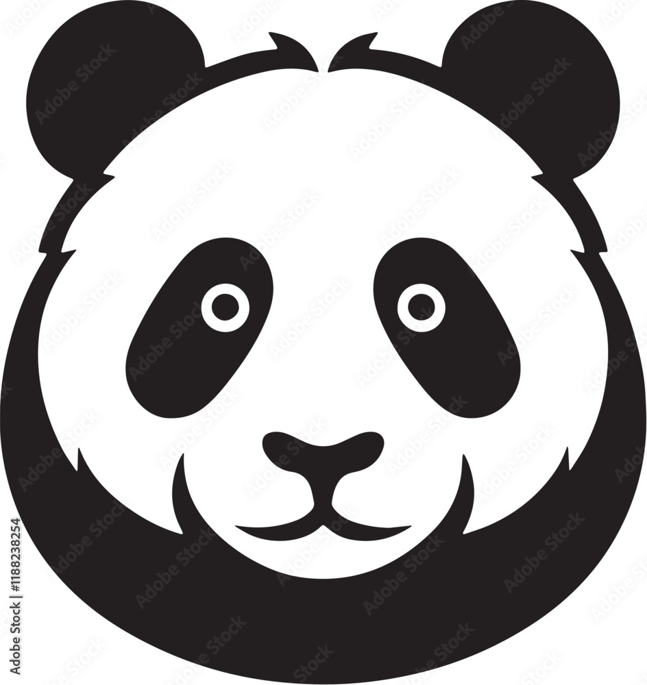 Panda Silhouette line art vector illustration on white background Panda Silhouette line art vector illustration on white background