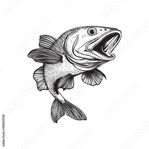 Atlantic Cod fish vector illustration, Sea fish different poses Design
