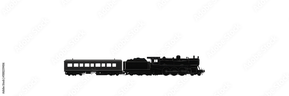 Fototapeta premium Modern monochrome train silhouette in flat design, sleek lines and bold contrast for contemporary aesthetic appeal