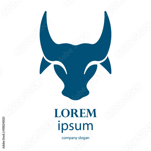 aggressive horned bull head logo design