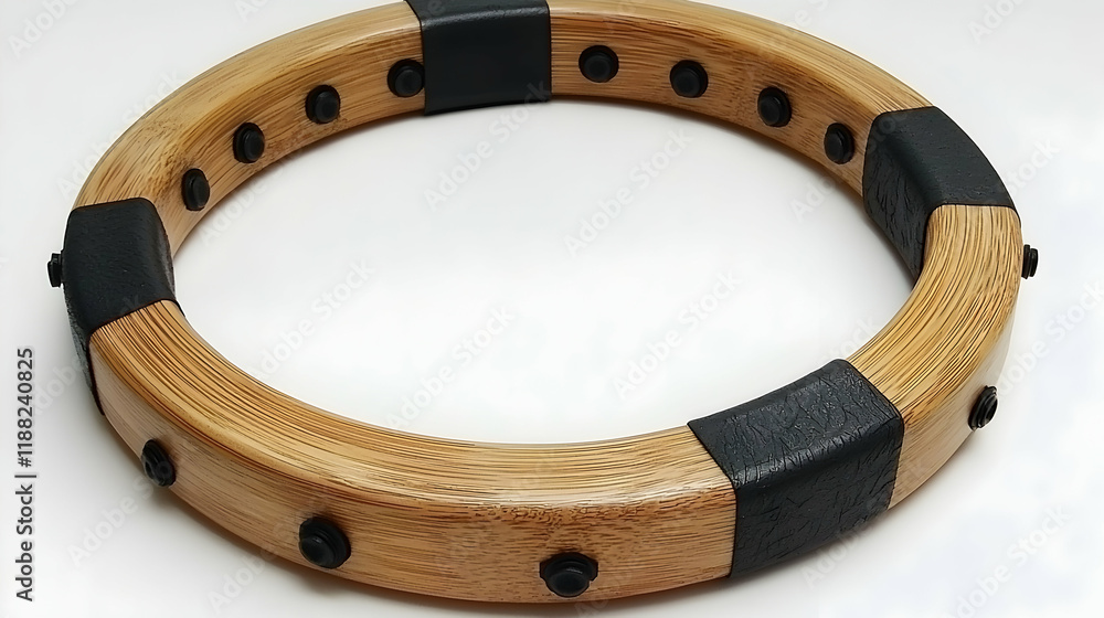 Obraz premium Wooden circular massage tool on white background