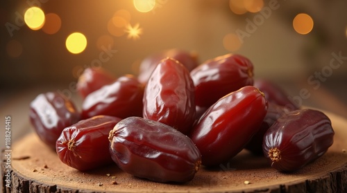 dates on wooden background