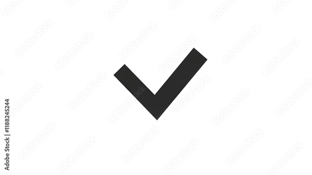 Minimal black checkmark icon on a white background, simple design emphasizing clarity and approval, suitable for digital interfaces and applications Minimal black checkmark icon on a white background, simple design emphasizing clarity and approval, suitable for digital interfaces and applications