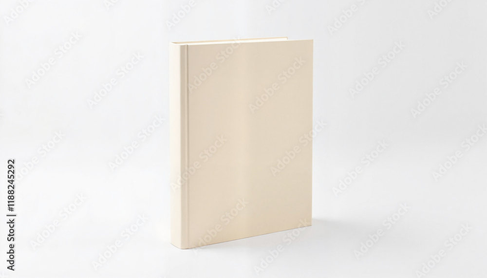 Hardcover book standing upright on white background, isolated mockup Hardcover book standing upright on white background, isolated mockup