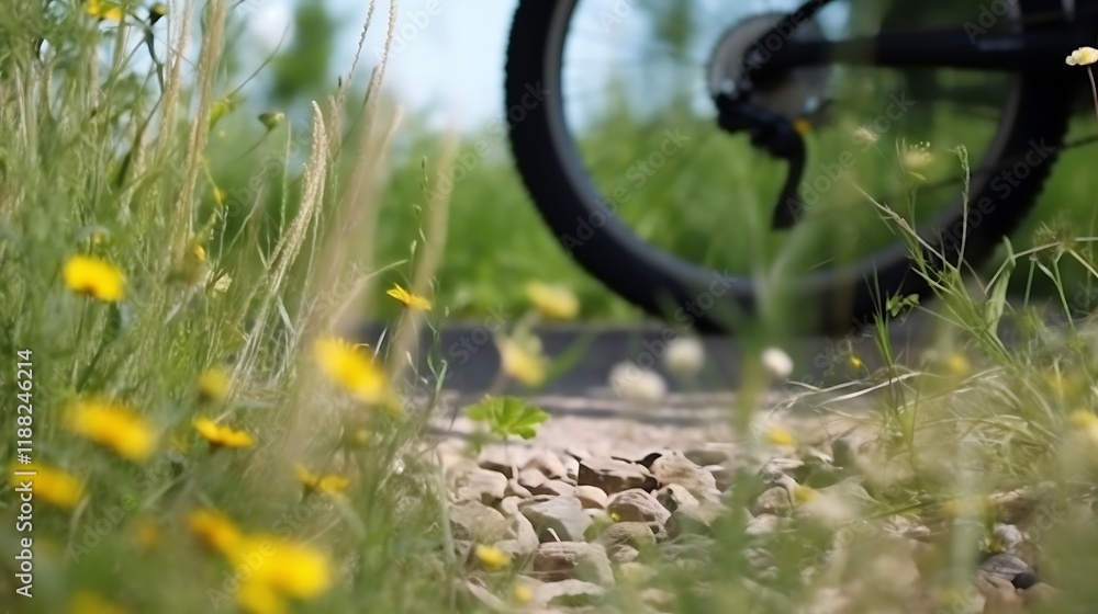 Mountain Bike Trailside Wildflowers and Stones Mountain Bike Trailside Wildflowers and Stones